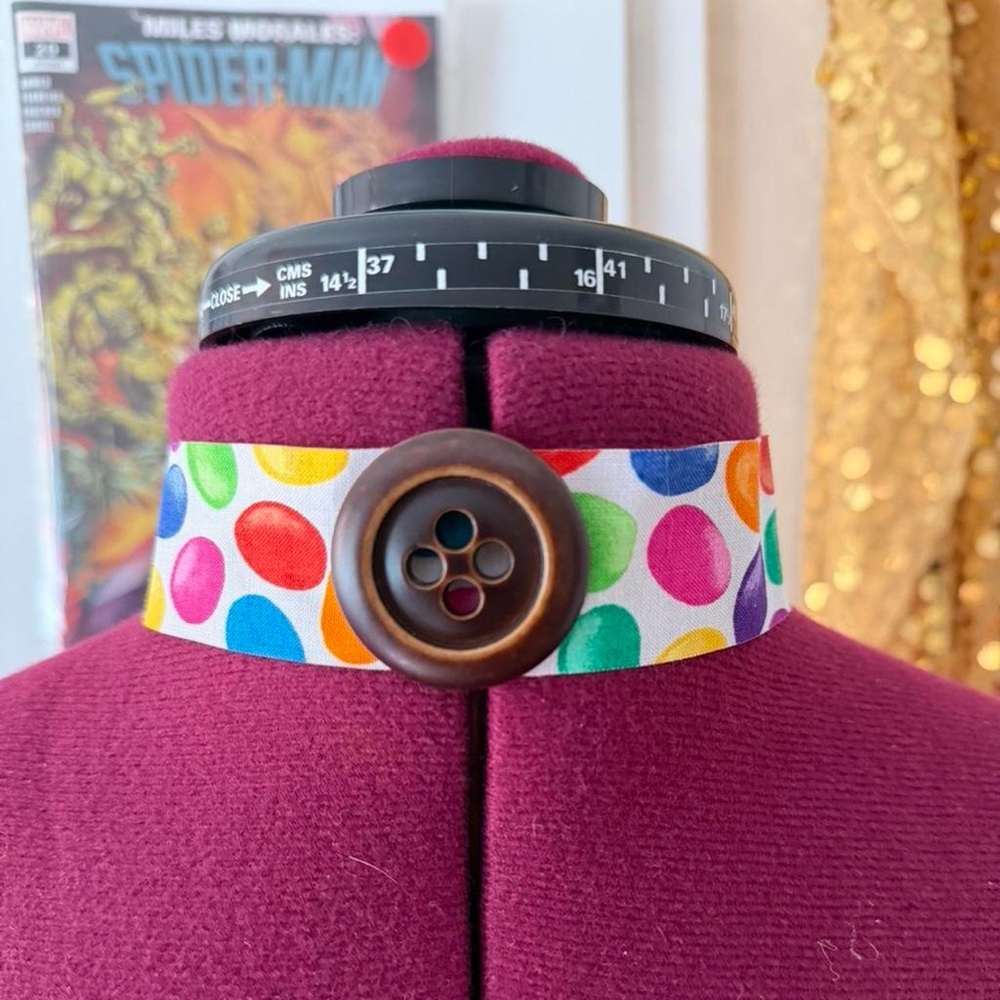 Multicolor Polka Dot Button Choker Necklace